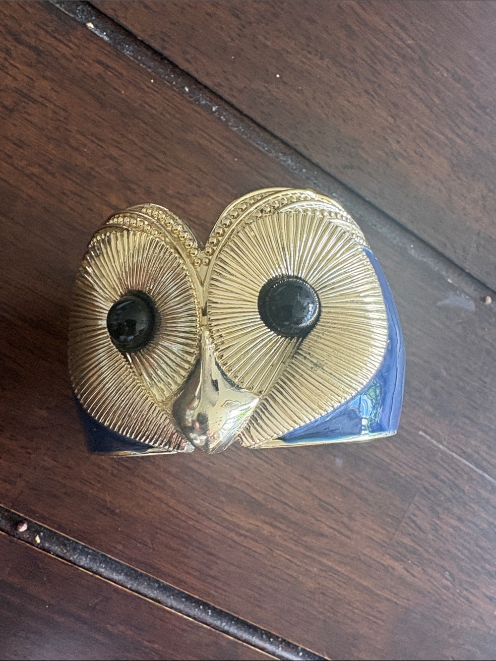 Gold and Blue Owl Statement Bracelet
